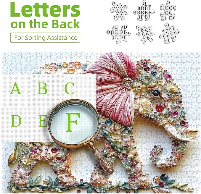 Elephant 300 Piece Puzzles for Adults Cute Animal Flower Crystal Embroidery Art Jigsaw Puzzles Pretty Colorful Floral Puzzles Unique Family Challenging Games Gift for Seniors Adults Puzzle (17"x11")