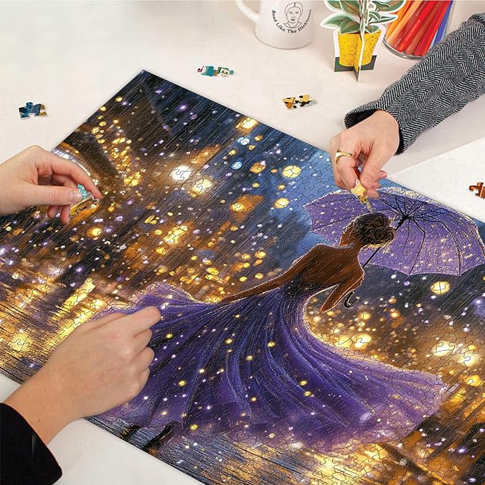 Bimkole Violet Night Puzzles for Adults 1000 Pieces, Woman Paper Jigsaw Puzzle 1000 Pieces - Fun and Challenging Family Decoration Puzzle Great Gift Idea, Finished Size is 31.5 x 16.14 in
