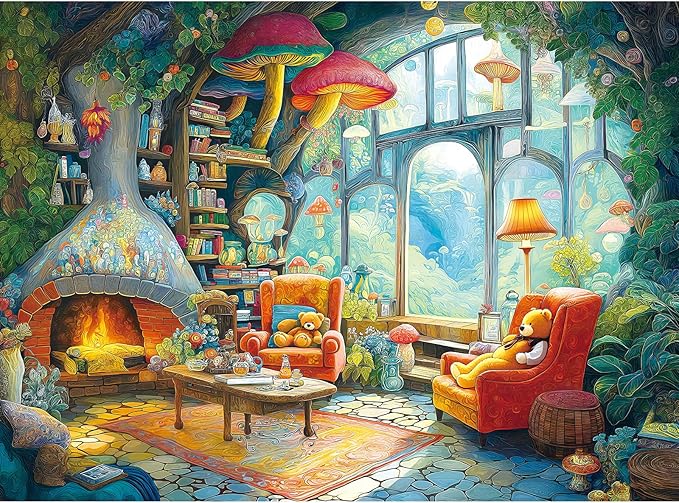 Fairy - Tale Forest Living Room 1000 Piece Puzzle for Adults, Fun Puzzles for Adults 1000 Pieces with HD Print & Poster, 27.5 * 19.7 in Dust Free, for Gifts Halloween Christmas Family Games Lovers