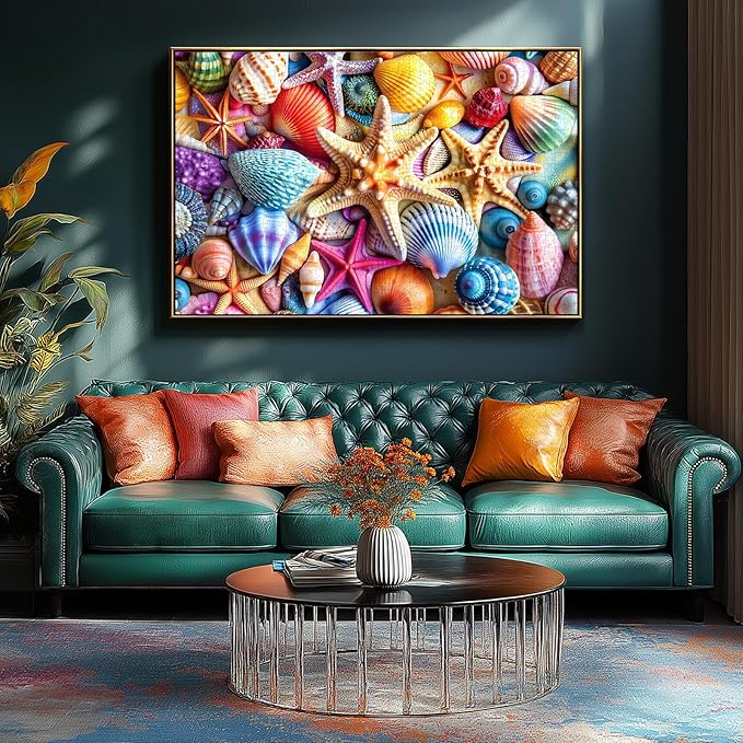 Colorful Seashell 1000 Piece Puzzles for Adults Clearance, Fun Puzzles for Adults 1000 Pieces with HD Print & Poster, 27.5" X 19.7" Dust Free, for Gifts Halloween Christmas Family Games