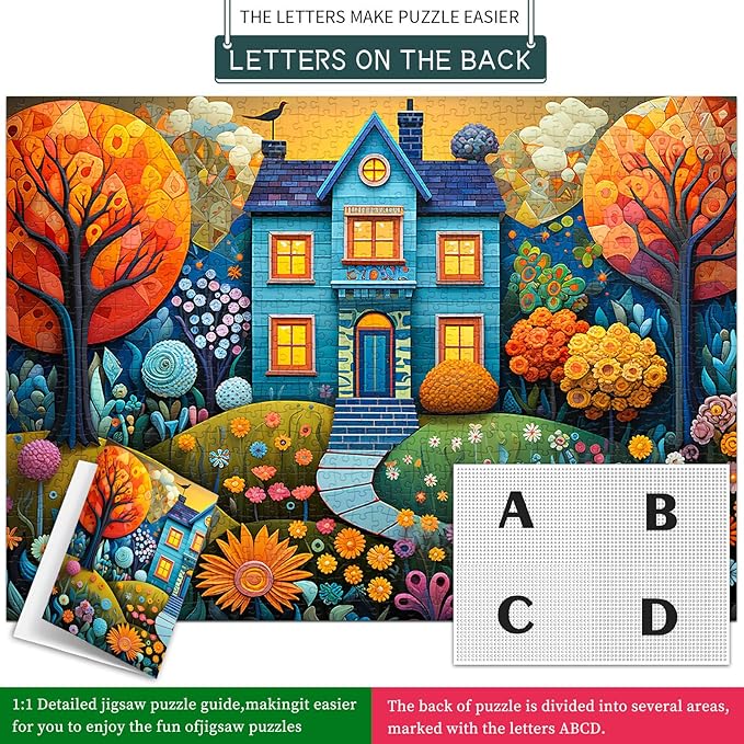 Jigsaw Puzzles for Adults 1000 Pieces, Interlock Perfectly No Dust, Impossible Difficult Hard Fun 1000 Piece Jigsaw Puzzles for Adults-1:1 Poster-Beautiful Homes