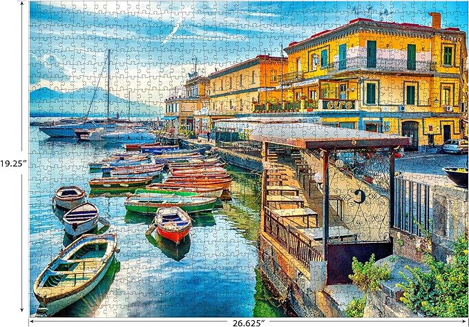 RoseArt - Kodak Premium - Harbor of Naples Italy - 1000 Piece Jigsaw Puzzle for Adults