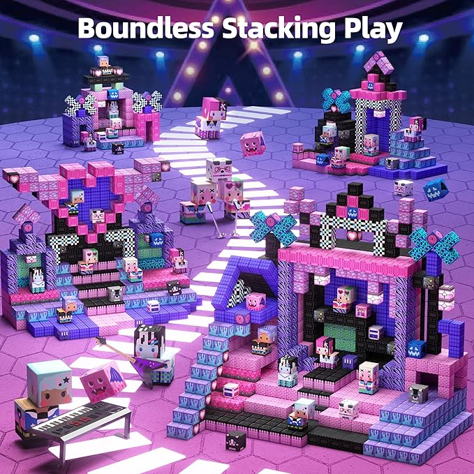 GobiDex 200PCS Magnetic Building Blocks for Kids, STEM Toys to Build MagWonder Castle & World, Creative Sensory Play Gift for Girls Ages 3+