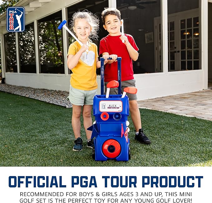 Franklin Sports Kids Toy Golf Set - PGA Tour MyFirst Plastic Golf Clubs + Balls Set for Kids + Toddlers - Mini Toy Righty + Lefty Clubs - Includes Carry Case, (2) Tees, (4) Balls, (4) Holes with Flags