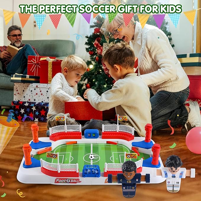2-in-1 Play Soccer Board Game for Kids, Foosball Figures PK, Foosball Table for Kids 8-12, Soccer Toys for Boys, Tabletop Football Game, Birthday Gifts for 4-10 Years Old