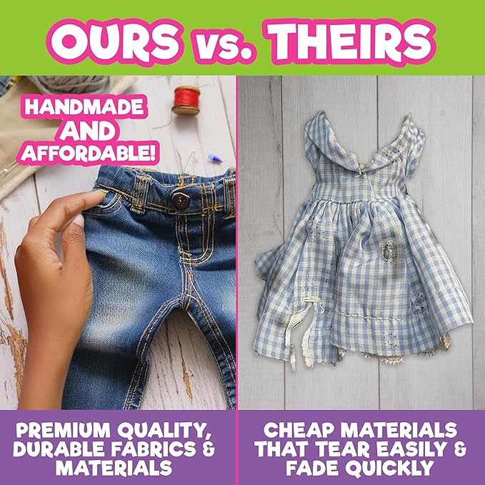 Dress Along Dolly 3pc Super Hero Girl 18" Doll Outfit-Compatible with American Girl- Premium Handmade Clothes & Accessories Set Includes Dress, Shoes, Cape- Movie and Comics Gift