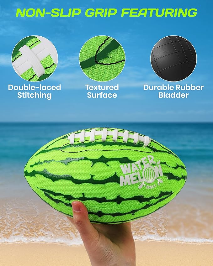 Watermelon Ball Pool Water Beach Football (9 Inch) - Durable Waterproof Football Gifts with Strong Grip for Pool, Beach, Lake & Outdoor Play, Sports Birthday Gift Ideas for Boys Ages 8 9 10 11 12