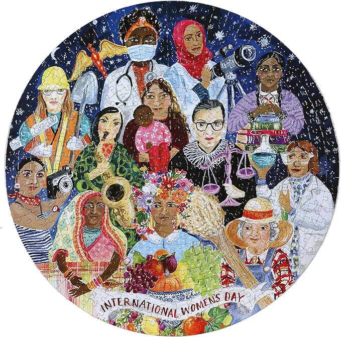 eeBoo 500 Piece Puzzle - International Women's Day Jigsaw Puzzle for Adults, Circular with 23" Diameter, Recycled Board & Vegetable-Based Ink