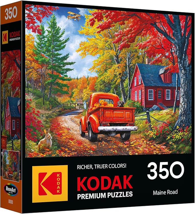 RoseArt - Kodak - Maine Road 350 Piece Jigsaw Puzzle, Scenic Autumn Landscape Puzzle for Adults