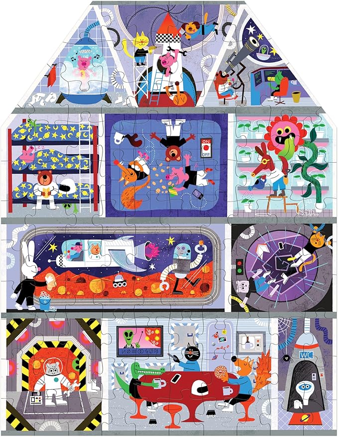 Mudpuppy House on Mars 100 Piece House-Shaped Puzzle