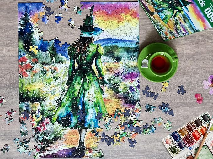 Springbok A Witches Journey 500 Piece Jigsaw Puzzle for Adults - Green Witch in Meadow - Unique Cut Pieces - Made in USA