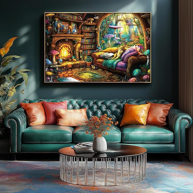 Blueforest 1000 Piece Puzzle for Adults - Magical Forest Library Fantasy Art, 27.5x19.7 Inches Hard Challenging Jigsaw Puzzles for Game Nights Relaxation & Home Decor