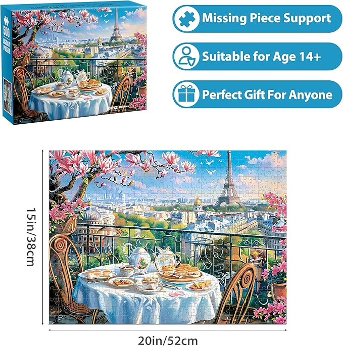 Puzzles for Adults 500 Pieces, Fit Together Perfectly, No Dust, Eiffel Tower Paris Jigsaw Puzzles 500 Pieces, Challenging Puzzle Games Family Activity, Great Gift Idea, Home Decor(21 x 15 in)