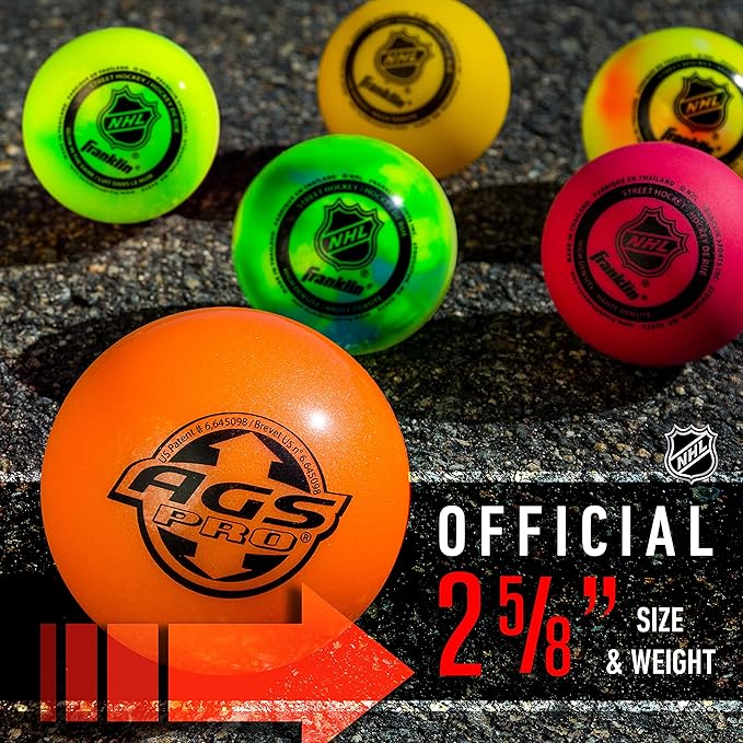 Franklin Sports NHL Street Hockey Balls - No Bounce Outdoor Street + Roller Hockey Balls - Official Size for Youth + Adult Street Hockey - Assorted Colors - 1, 2, 3, and 15 Bulk Packs