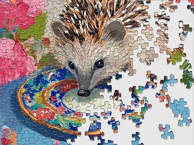 Springbok Little Explorer 500 Piece Jigsaw Puzzle for Adults and Family - Cute Hedgehog - Unique Cut Pieces