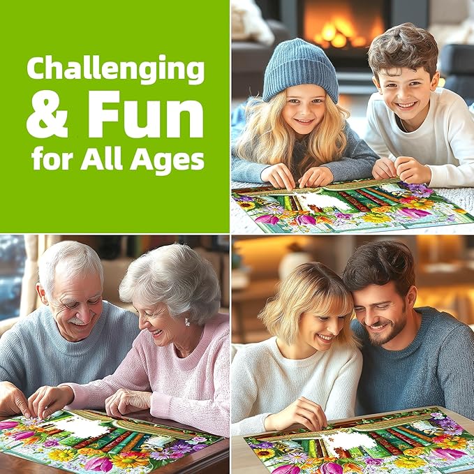 Puzzles for Adults 1000 Pieces, Wildflower Book & Owl Jigsaw Puzzles for Adults, AImpossible Hard Difficult Challenging for Family Fun Party Game Gifts Decoration, 27.5 x 19.7 inch