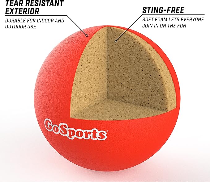 GoSports Soft Skin Foam Playground Dodgeballs - Set of 6 Includes Mesh Carry Bag