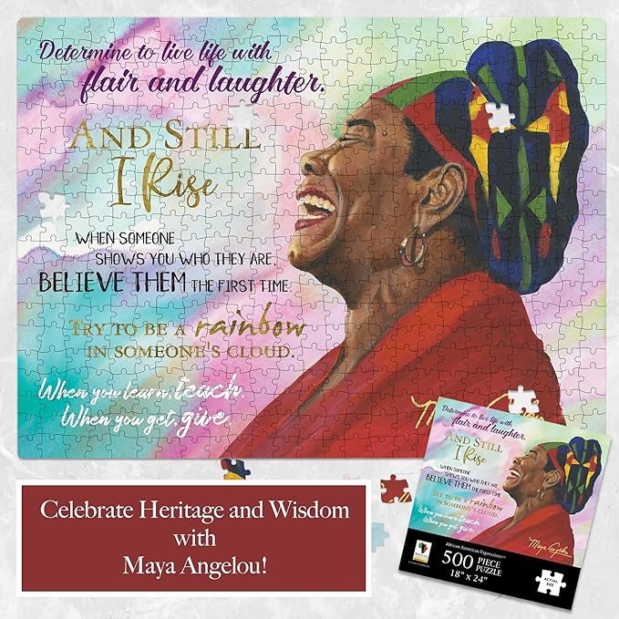 African American Expressions - Maya Angelou Quotes Puzzle - 500 Piece Jigsaw Puzzle for Adults | Inspiring Fall Puzzle for Relaxation
