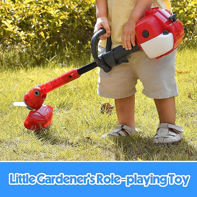 Toy Choi's Kids Weed Wacker Toy, Power Tool Weed Trimmer with Lights & Sounds, Pretend Play Garden Kit with Goggles & Mask, Toddler Outdoor Christmas Birthday Gifts for Boys Girls Age 3-7