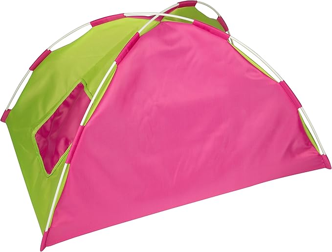 Dress Along Dolly Doll Camping Bed Tent w Sleeping Bag & Pillow - Premium Handmade Furniture Accessories for 18" Dolls - Large Sized -23"x 15"x14"