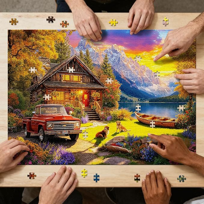 Lake Cabin Puzzles for Adults 1000 Pieces, Impossible Hard Difficult Challenging Jigsaw Puzzle 1000 Pieces, Christmas Birthday Gifts Home Decor for Adults/Friends/Family