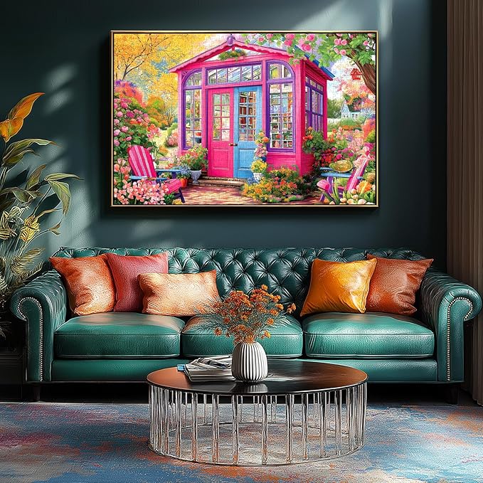 MINIWAN 500 Piece Puzzles for Adults - Colorful Garden House Jigsaw Puzzle, 23x15 Inches with Unique Irregular Shaped Pieces for Relaxation & Home Wall Decor