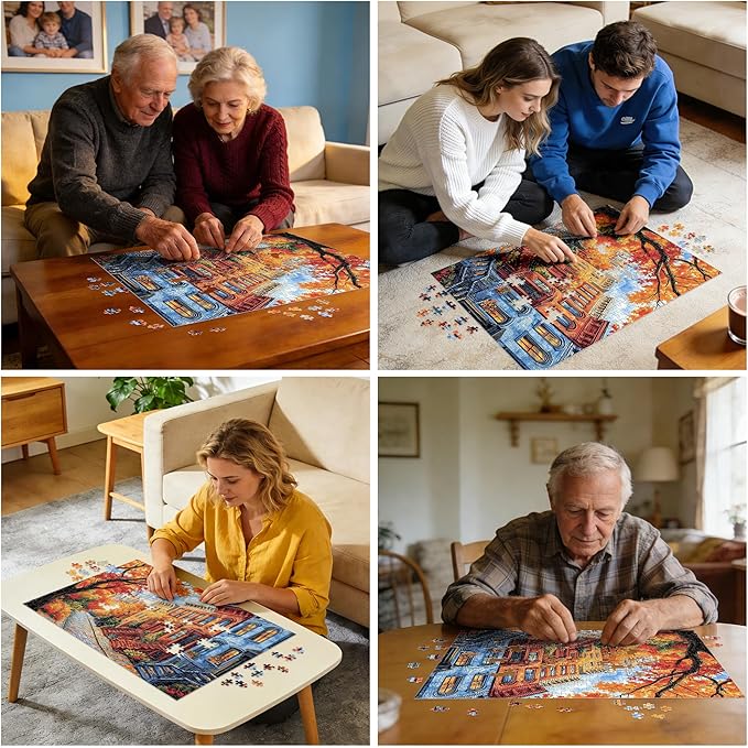500 Pieces Jigsaw Puzzles for Adults, Beautiful Fall Street Puzzle for Adults Elderly, Recycled Paper Autumn Puzzle 500 Pieces, Glossy, Sturdy Pieces Challenging Family Game (20.5x15in)