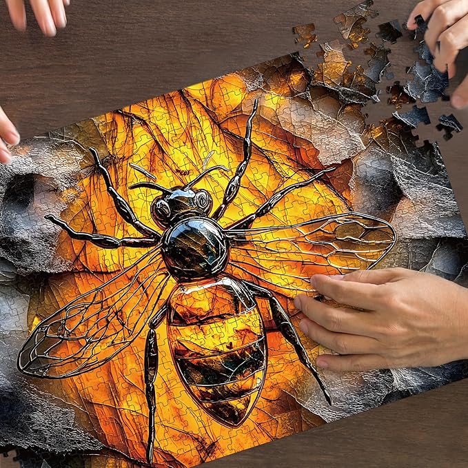 500 Piece Puzzles for Adults, Bee Jigsaw Puzzles 500 Pieces - Golden Buzz, Impossible Puzzle for Home Decor for Wall Decor, Finished Size 20.47 * 14.96”, with 1:1 Poster, Letter on The Back