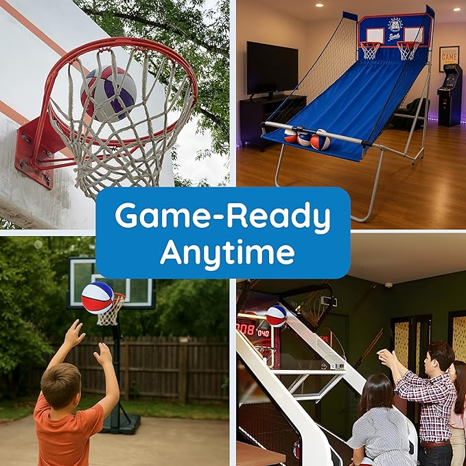 Botabee Indoor Basketball - Mini Basketball Set of 5 - Durable, Anti-Slip Grip 7" Mini Basket Balls for Indoor, Outdoor Play - Inflatable Toys for Pop Arcade - Soft, Bouncy Sports Rubber Playing Ball