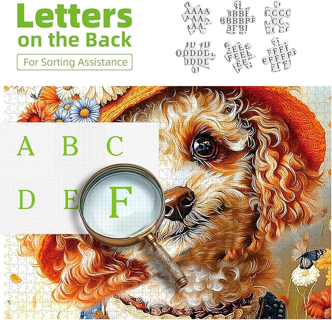 500 Piece Jigsaw Puzzle for Adults, Whimsical Poodle with Floral Hat & Butterflies, Vibrant Art Jigsaw Puzzle, Premium Cardboard, for Puzzle Enthusiasts and Home Decor