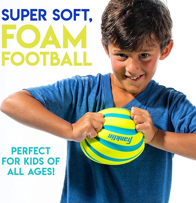 Franklin Sports Kids Foam Football - Mini Soft Foam Youth Football - Indoor + Outdoor Toy Ball for Kids - Probrite 9" Mini Ball - Soft Backyard + Practice Toy - Yellow