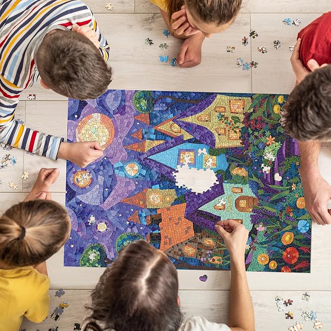 Jigsaw Puzzles for Adults 1000 Pieces, Stained Glass Art Difficult Challenging Unique Puzzle for Game Night Family Home Decor, 20x27 Inches, Glass House