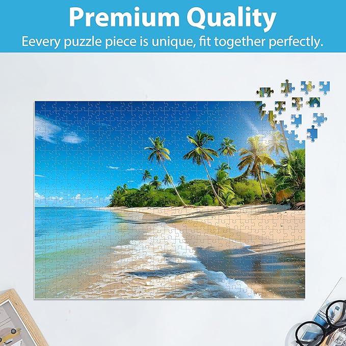 Puzzles for Adults 500 Piece Puzzle Hawaiian Sunset Beach Jigsaw Puzzle, Art Home Decor DIY Funny Game Toy Challenging Puzzles Gift for Mom, Wife, Friend, Finished Size is 21 x 15