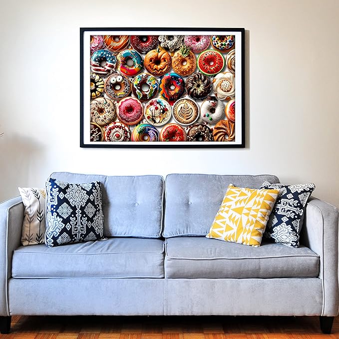 Think2Master Donuts 250 Pieces Jigsaw Puzzle. Perfect White Elephant Gag Gift. Fun Puzzle for Families. Great Gift for Adults and Teens. Size: 14.2” X 19.3”