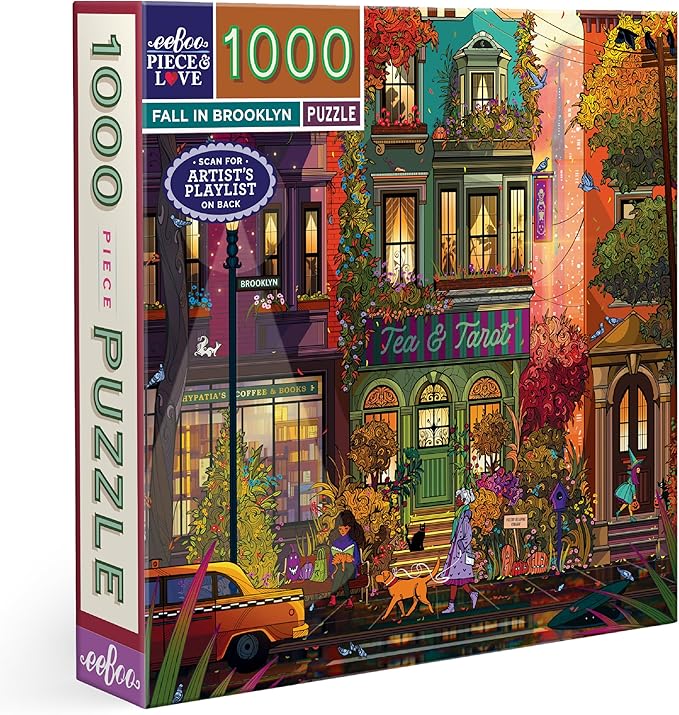 eeBoo 1000 Piece Puzzle - Fall in Brooklyn Jigsaw Puzzle for Adults, Square 23" x 23" Made with Recycled Board & Vegetable-Based Ink