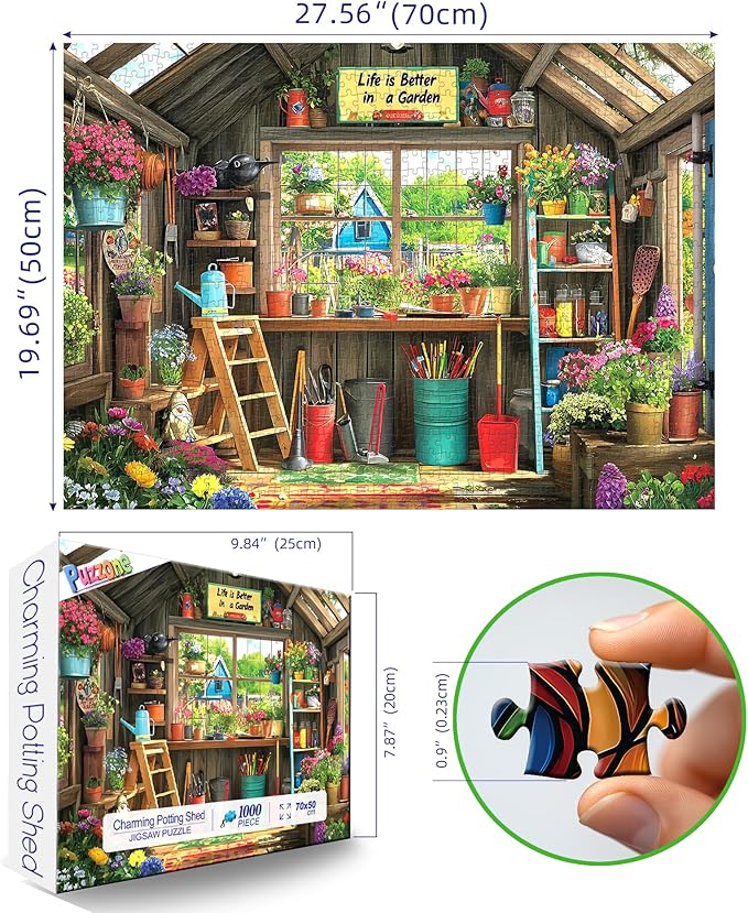 Puzzles for Adults 1000 Pieces, Charming Potting Shed - Garden Shed Jigsaw Puzzle for Family Decoration, Gifts, Party Game, Finished Size 27.5" x 19.7"