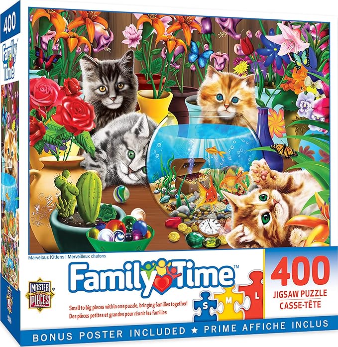 MasterPieces 400 Piece Jigsaw Puzzle for Adults, Family, Or Youth - Marvelous Kittens - 18"x24"