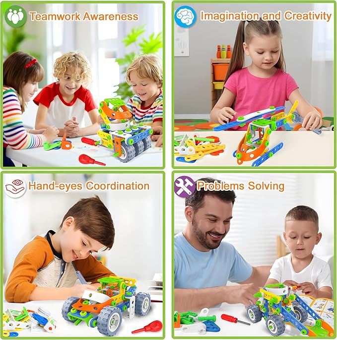12 in 1 STEM Toys for 4 5 6 7 8+ Year Old Boy Girl Birthday Gifts Building Toys for Kids Ages 4-8 5-7 6-8 Educational Stem Activities for Boys 4-6 8-10 Construction Creative Games Holiday Idea Gift