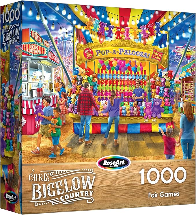 RoseArt - Bigelow Country - Fair Games 1000 Piece Jigsaw Puzzle, Vibrant Carnival Puzzle for Adults