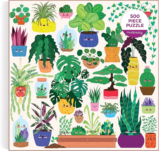 Mudpuppy Happy Plants – 500 Piece Family Puzzle with Fun and Adorable Illustrations of Succulents and Flowers for Children Ages 8 and Up