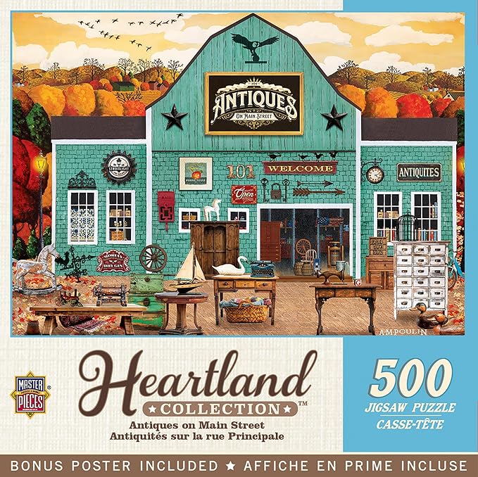 Masterpieces Antiques on Main Street Jigsaw Puzzle - 500 Pieces for Adults