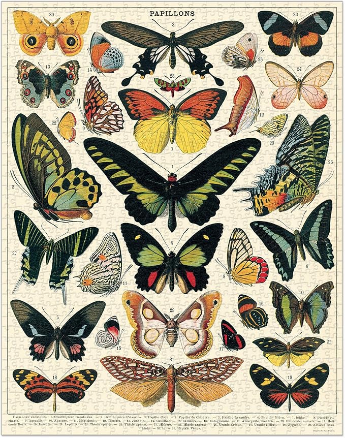 Cavallini Papers & Co. Butterflies 1,000 Piece Puzzle, Multi