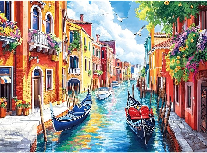 500 Piece Jigsaw Puzzle for Adults – Venice Gondola Canal Jigsaw Puzzles 500 Pieces, Italian City Landscape Puzzles for Adults 500 Pieces, Challenging Perfect for Game Nights, 20.5 X 15 in