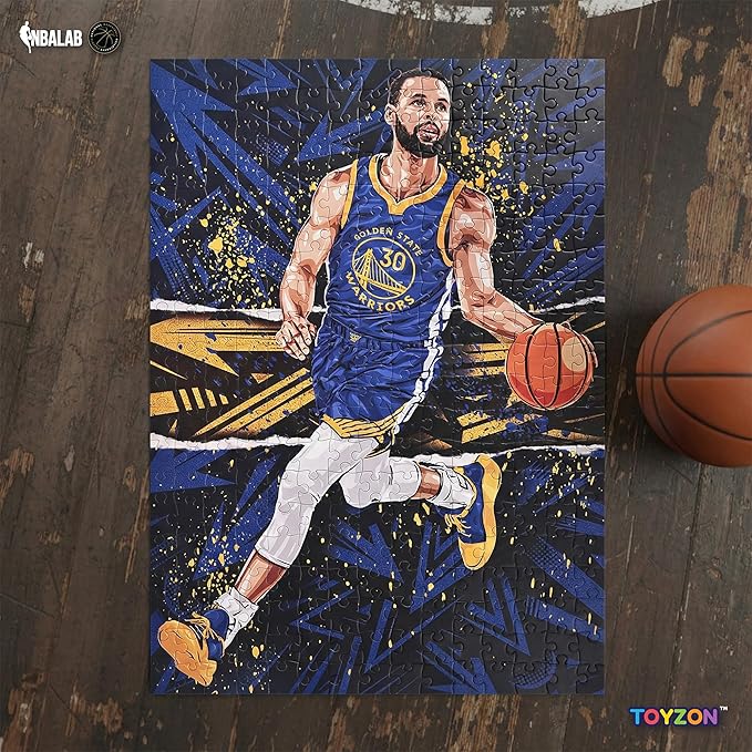 NBA Court Legends 300pc Stephen Curry Jigsaw Puzzle for Kids & Adults, Premium Basketball Puzzle Game, Family Activity, Collector Gift for NBA Fans, Game Room or Home Display