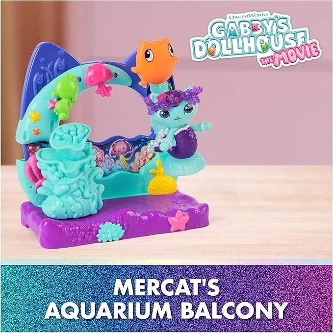 DreamWorks GABBY'S Dollhouse The Movie, Mercat's Aquarium Balcony, with Toy Figure & Dollhouse Accessories, Kids Toys for Girls & Boys Ages 3 and Up