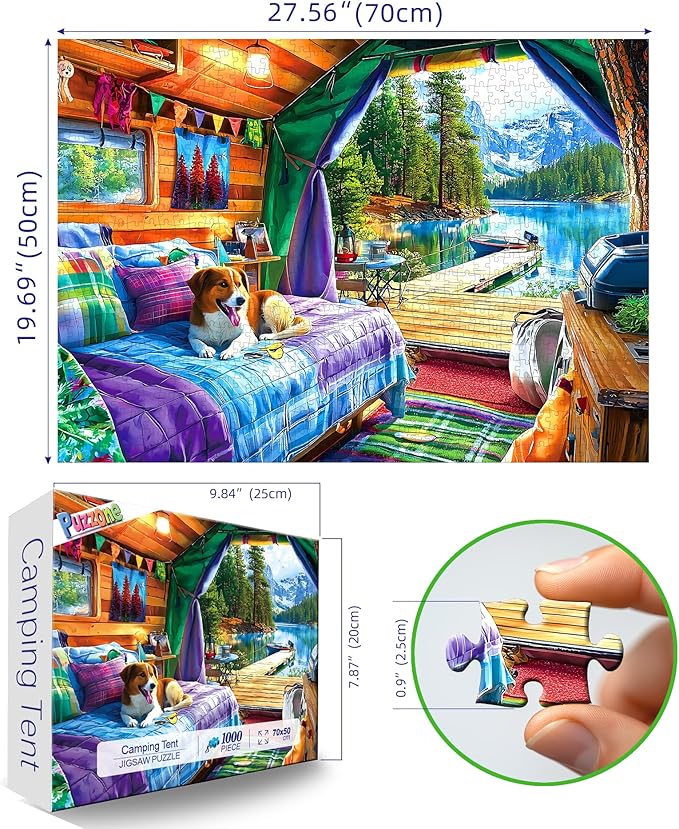 1000 Piece Jigsaw Puzzles for Adults, Camping Tent - Mountain Scenery, Impossible Hard Difficult Challenging Puzzles for 1000 Pieces, Gift for Adults Jigsaw Puzzles Lovers, 27.5 x 19.7 inch