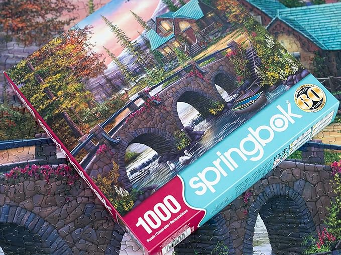 Springbok's Mountain Home Sunrise 1000 Piece Puzzle for Adults is a Soothing Image of a Mountain Cabin Retreat