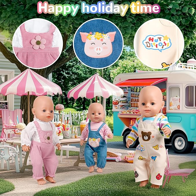 WONDOLL 6 Sets 14-16 Inch Baby Doll Accessories & Clothes - Dress Outfits Headbands Accessories fits New Born 43cm , 15 inch Baby Doll(no Doll