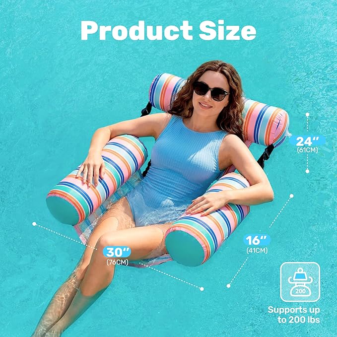 SLOOSH Inflatable Pool Floats Adult,2 Packs Floating Lounge Chairs,Blow up Pool Noodles for Adult Heavy Duty,Floating Chair for Party Summer Water Beach Lake Fun