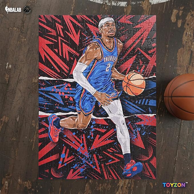 NBA Court Legends 300pc Shai Gilgeous-Alexander Jigsaw Puzzle for Kids & Adults, Premium Basketball Puzzle Game, Family Activity, Collector Gift for NBA Fans, Game Room or Home Display